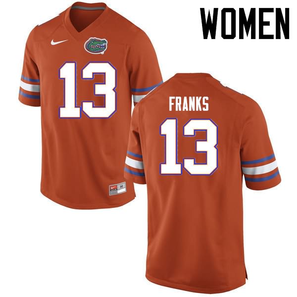 NCAA Florida Gators Feleipe Franks Women's #13 Nike Orange Stitched Authentic College Football Jersey OIG4464AJ